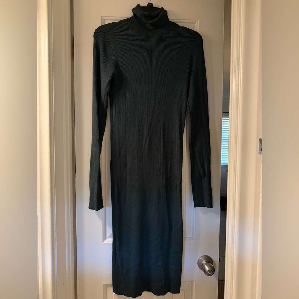 Express Dark Green Long Sleeve midi Dress